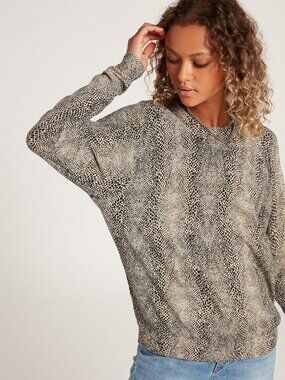 Volcom Womens Over N Out Sweater Animal Print Small Pullover